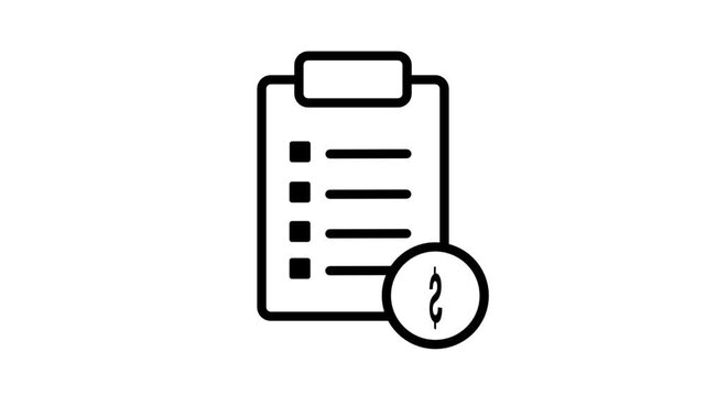 Medical Cost Checklist Motion Icon. Animated medical clipboard with a dollar symbol representing healthcare billing, insurance claims, and financial expenses.