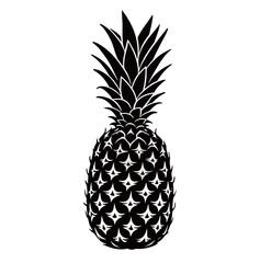 Obraz premium Black silhouette of a pineapple with decorative pattern details on a clean background.