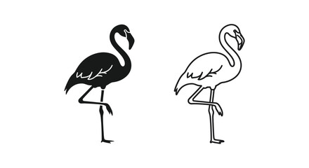 Fototapeta premium Elegant Black and White Flamingo Silhouettes Design Vector