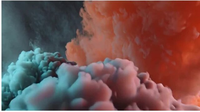 Vibrant 4K cloud formations rise against a dramatic background of smoke and steam in a breathtaking natural phenomenon
