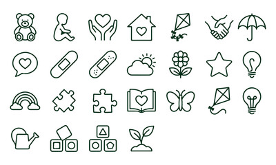 Fototapeta premium Collection of minimalist line icons representing various themes and concepts