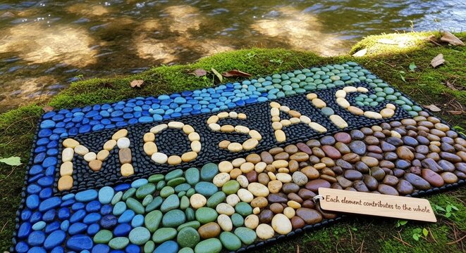 Mosaic of Pebbles Beside Flowing Water