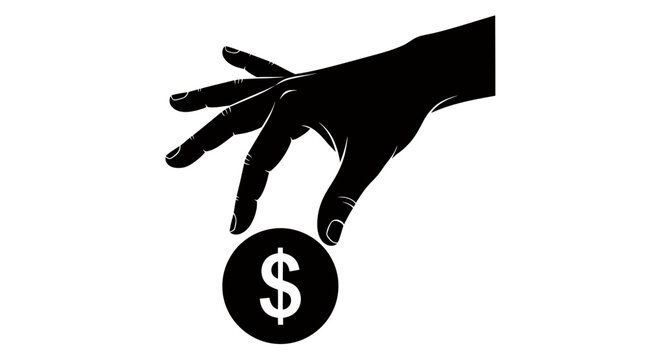 Hand Reaching for a Dollar Coin: Visual Representation of Payment and Finance.
