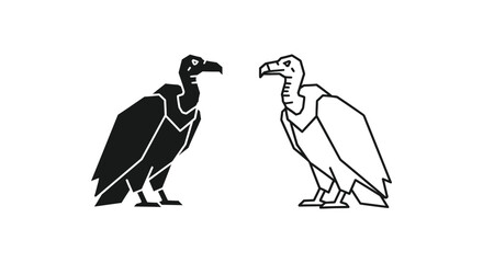 Fototapeta premium Vulture Birds Illustration Black and White Sketches Vector