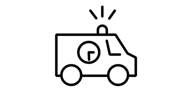Fast Ambulance Vehicle Motion Icon. Dynamic animation of a fast-moving ambulance vehicle for emergency medical response and patient transport services.