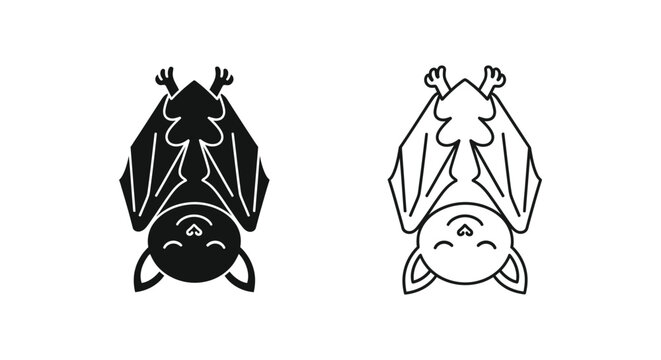Bat Hanging Positions Upside-Down Sleeping Guide Vector