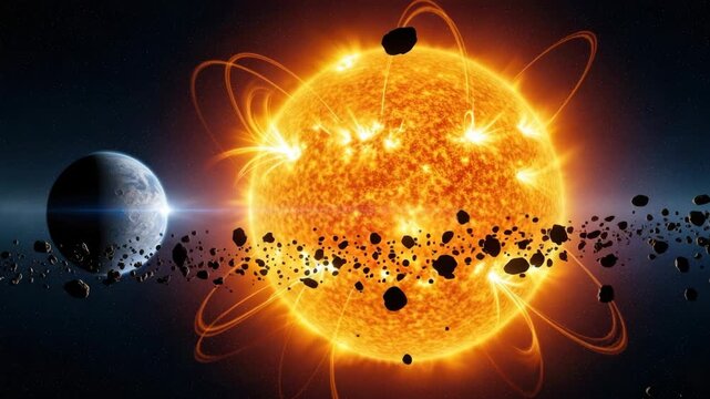 Artists Render Shows Massive Star Expelling Energy Attracting Cosmic Debris Near Planet As Seen From Space This Imagery Is For Scientific Educational Media General Illustrations