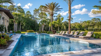 Fototapeta premium Poolside paradise. showcasing refreshing poolside moments, pool parties, and relaxation by the pool