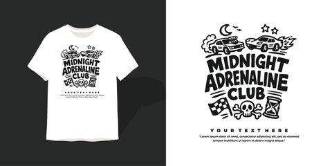 Midnight Adrenaline Club Street Racing T-Shirt Design © thetwelvesense