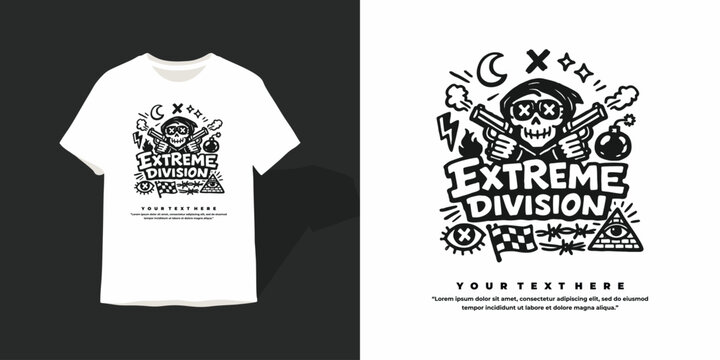 Extreme Division Streetwear Skull T-Shirt Design