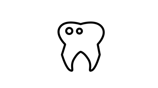 Dental Health Tooth Motion Icon. Animated line icon of a tooth representing dental health, oral hygiene, and professional dentistry services.
