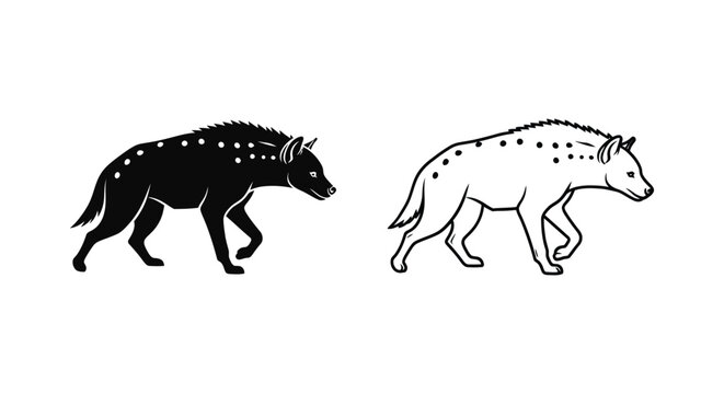 Spotted Hyena vs Aardwolf Unique Canine Creatures Vector