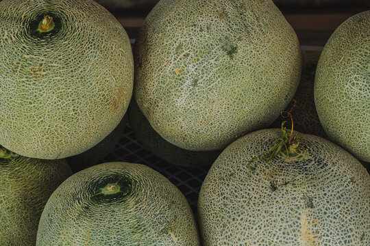 Close Up of Ripe Cantaloupe Melons Background