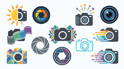 A vibrant collection of diverse camera icons, showcasing creativity and photographic themes. © tr