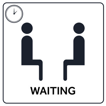 Waiting Area Icon People Sitting with Clock Symbol Queue Management Time Waiting Concept Minimal Design for Office Hospital and Public Spaces