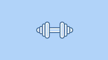 Obraz premium Minimalist light blue dumbbell icon on a soft blue background, representing fitness, strength training, and a healthy lifestyle