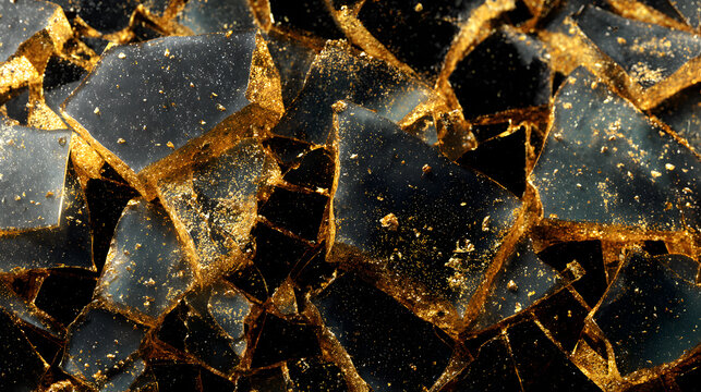 pedazos de piedras quebrados con detalles dorados dise&ntilde;o abstracto moderno o pedazos de basura