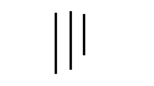 Simple black tally marks counting animation from one to four on a clean white background for scoring or data tracking.