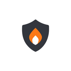 Fototapeta premium Illustration featuring a stylized flame within a shield shape against a clean white background