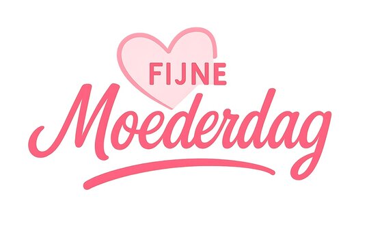 Fijne moederdag greeting card with heart design on white background