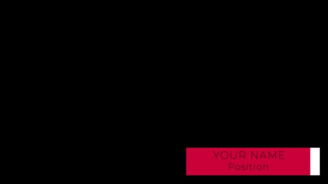 Red Lower Third Graphic Design with Space for Name and Position on Black Background Featuring Text Elements
