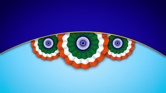 Indian Republic Day Tricolor Badge on Blue Background
