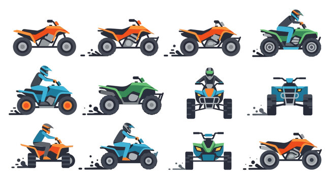 Colorful Quad Bikes in Various Poses.
