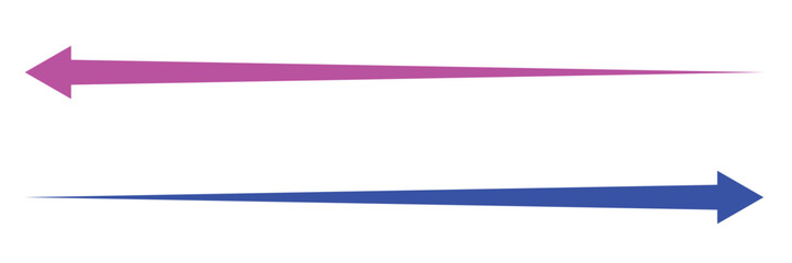 Obraz premium Two horizontal arrows pointing in opposite directions with tapered design