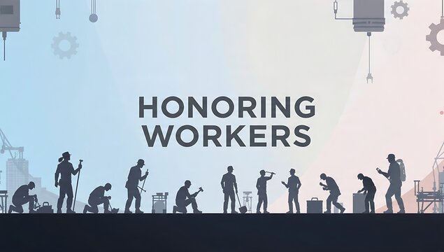 A powerful silhouette illustration celebrating the diverse roles, dedication, and invaluable contributions of workers across various industries and historical eras