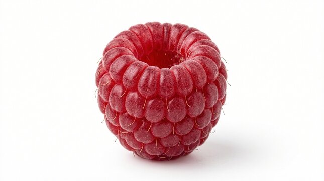 Large ripe raspberries (Rubus idaeus) on a white background. Vertical image.