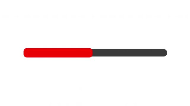 Red Progress Bar Loading Indicator On White Background Animation Element. Abstract Data Transfer Status Bar With Gray Track. UI UX Design Component For Website Or App Interface