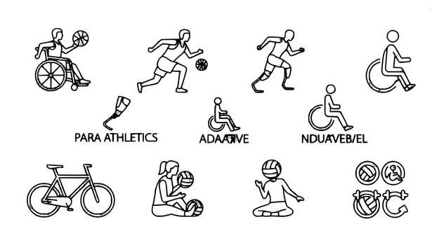 Accessibility features outline icon set ramps elevators parking inclusive design vector