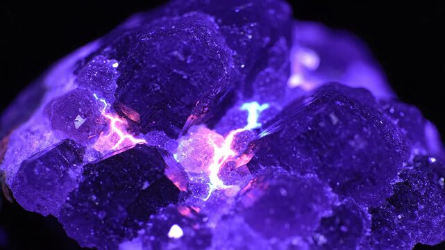 Intense Sugilite Crystal Glowing Under Ultraviolet Light
