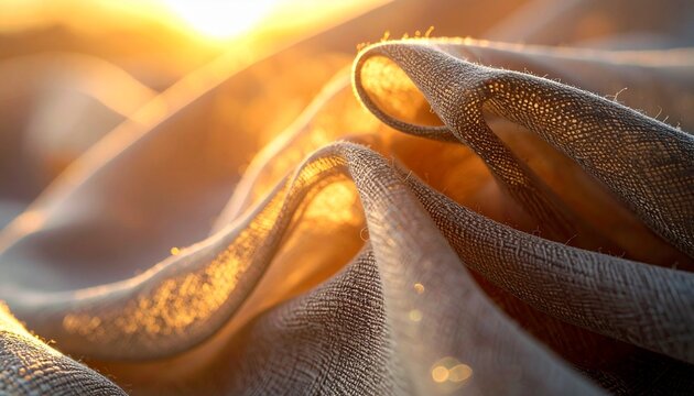 Soft folds of fabric illuminated by warm sunlight.