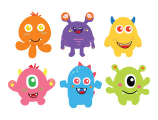 Naklejka premium Cute monsters many color vector