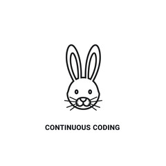 Fototapeta premium Minimalist Line Art of a Rabbit Head with the Text Continuous Coding.