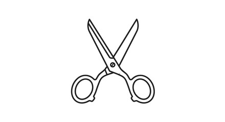 Fototapeta premium Simple Line Art Illustration of Open Scissors on White Background
