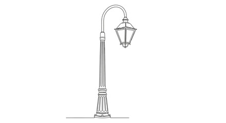 Obraz premium Vintage Street Lamp Post - Single Line Drawing Illustration
