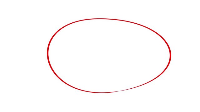 Animated red circle drawn, red marker pen style, doodle red circle marker and underline stroke, Red Circle Highlighter Scribble Animation on transparent background.