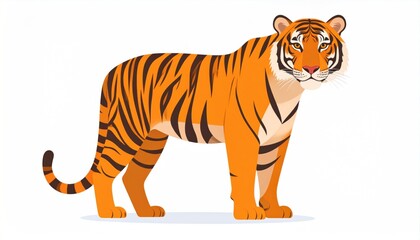 Obraz premium A large tiger, depicted in a vector graphic, stands tall with orange and black stripes
