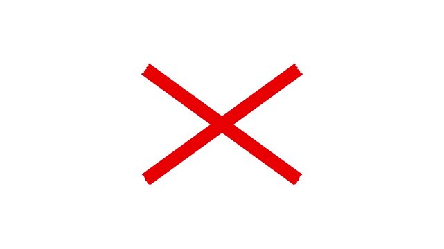 cross mark animation, Wrong Symbol in Motion graphic, red cross mark icon brushstroke animation Transparent background. Red X letter, Prohibition. Error. Wrong marker,