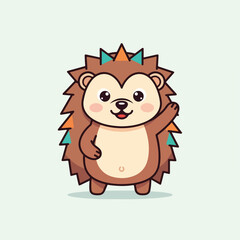 Fototapeta premium Adorable hedgehog illustration with friendly expression, waving hello