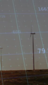 Vertical video: Overlay projecting and activating turbine HUD, turbine spinning, grid showing power