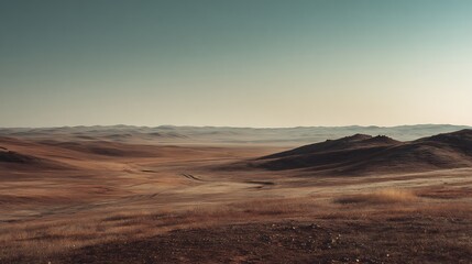 Fototapeta premium Desert landscape with brown sand dunes.