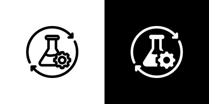 Experimentation Process icon concept with flat Black White Background. Vector illustration.