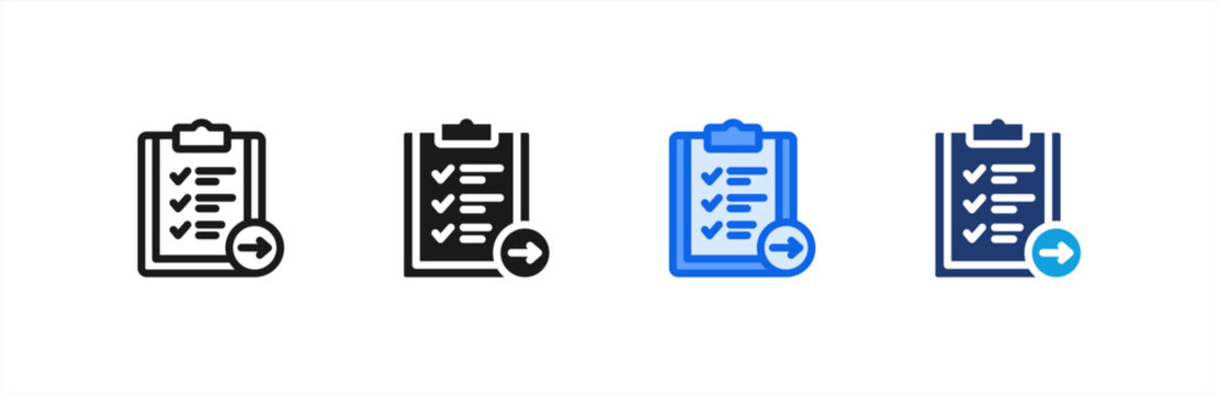 Action Items List icon multiple style collection. Vector illustration.