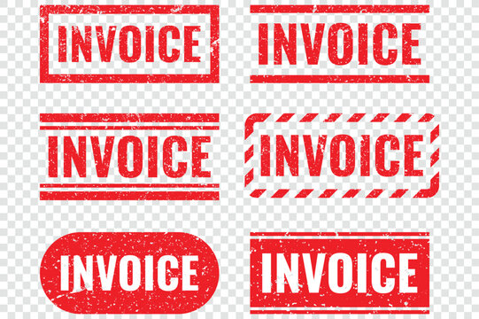 Invoice stamp set with grunge texture and distressed rubber seal style ideal for billing documents, accounting workflows, payment processing and business use