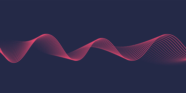 Thin line wavy background. Abstract black lines wave curve motion on white background vector. Red abstract wave thin curved lines graphic for design