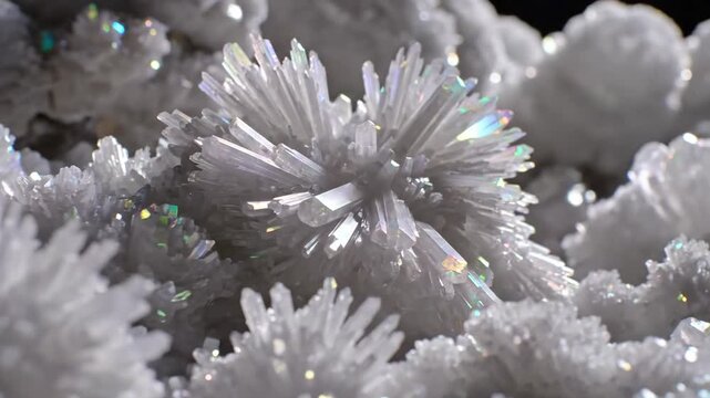 Sparkling Aragonite Crystal Formation Close-up Display
