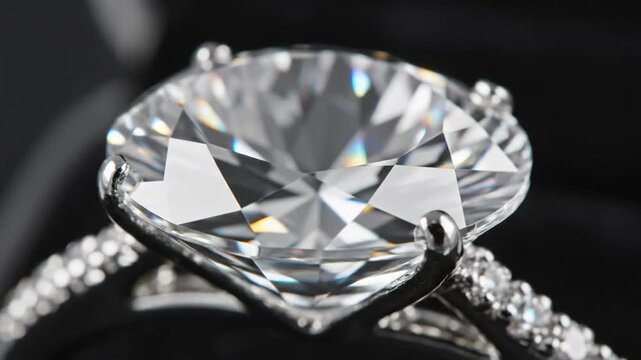 Sparkling Moissanite Diamond Simulant Engagement Ring Closeup